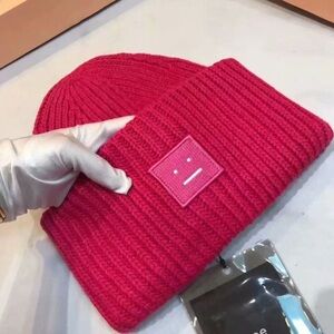 Acne Fuchsia Ribbed Beanie